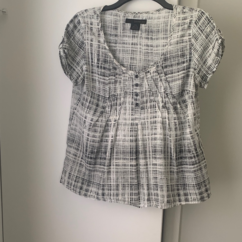 Calvin Klein Collection Black and White Blouse